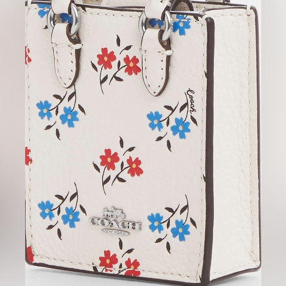 NWT-Coach-North/South Mini Tote Keychain/Charm-Floral-Red, White & Blue-$138 - Picture 15 of 16